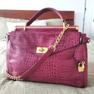 BCBGMaxazria Milano Genuine Leather Satchel/Laptop Bag with gold hardware